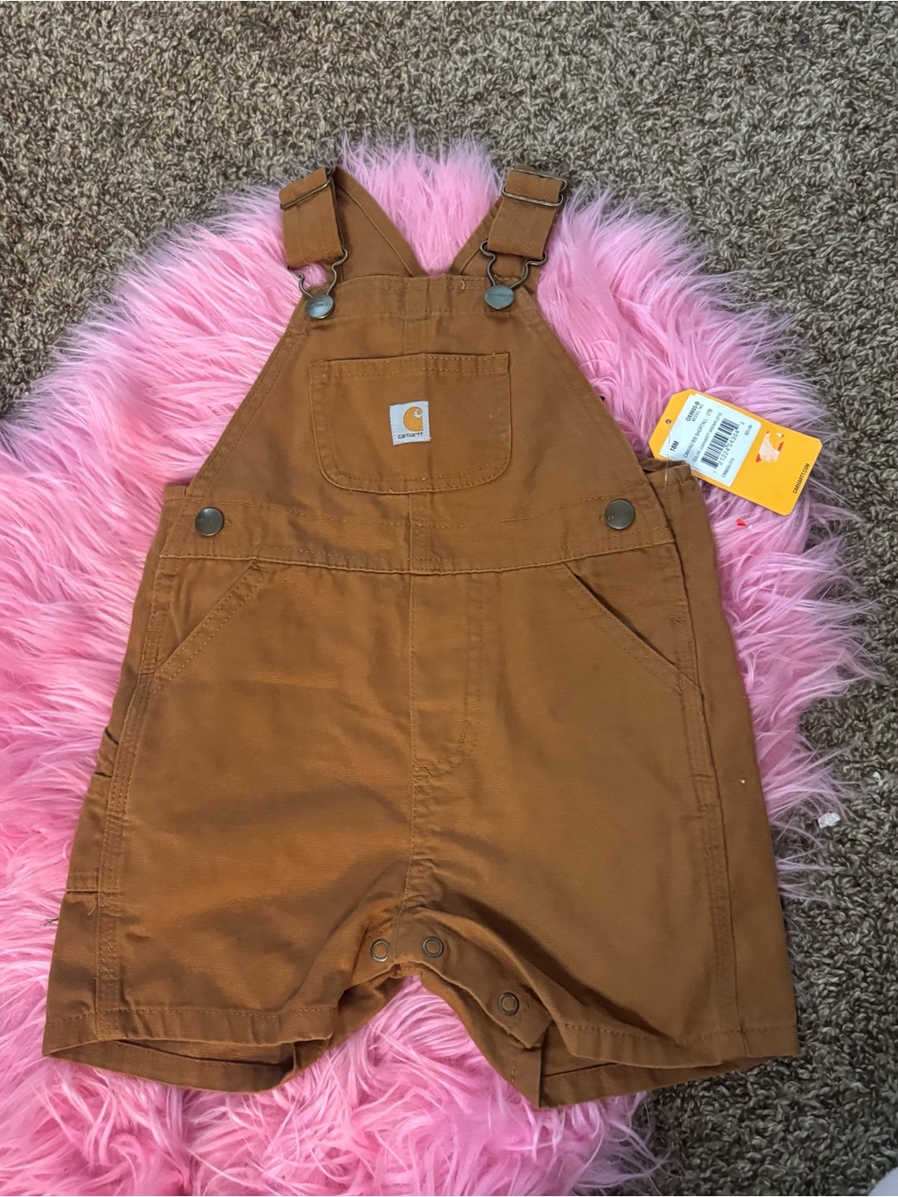 NWT Carhartt Baby 18M Brown Canvas Bib Shortall